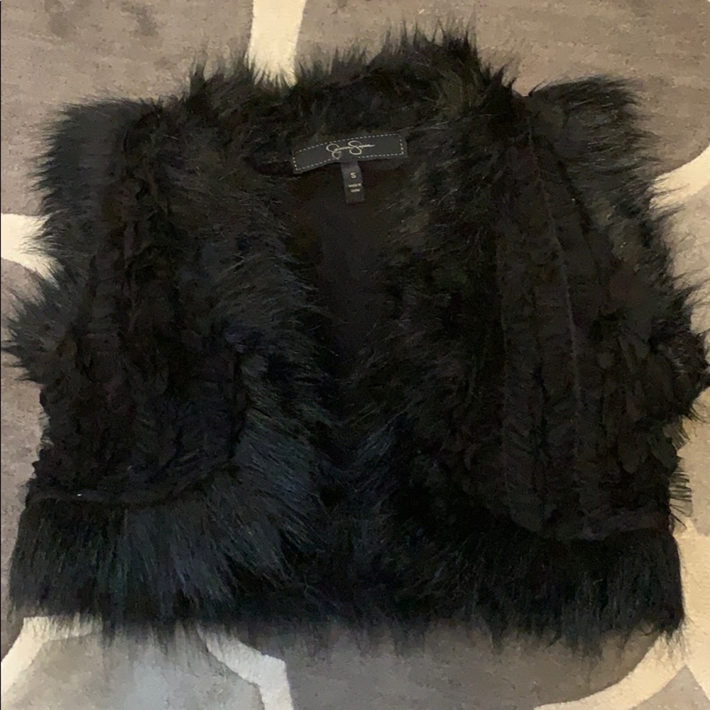 Jessica Simpson fur vest